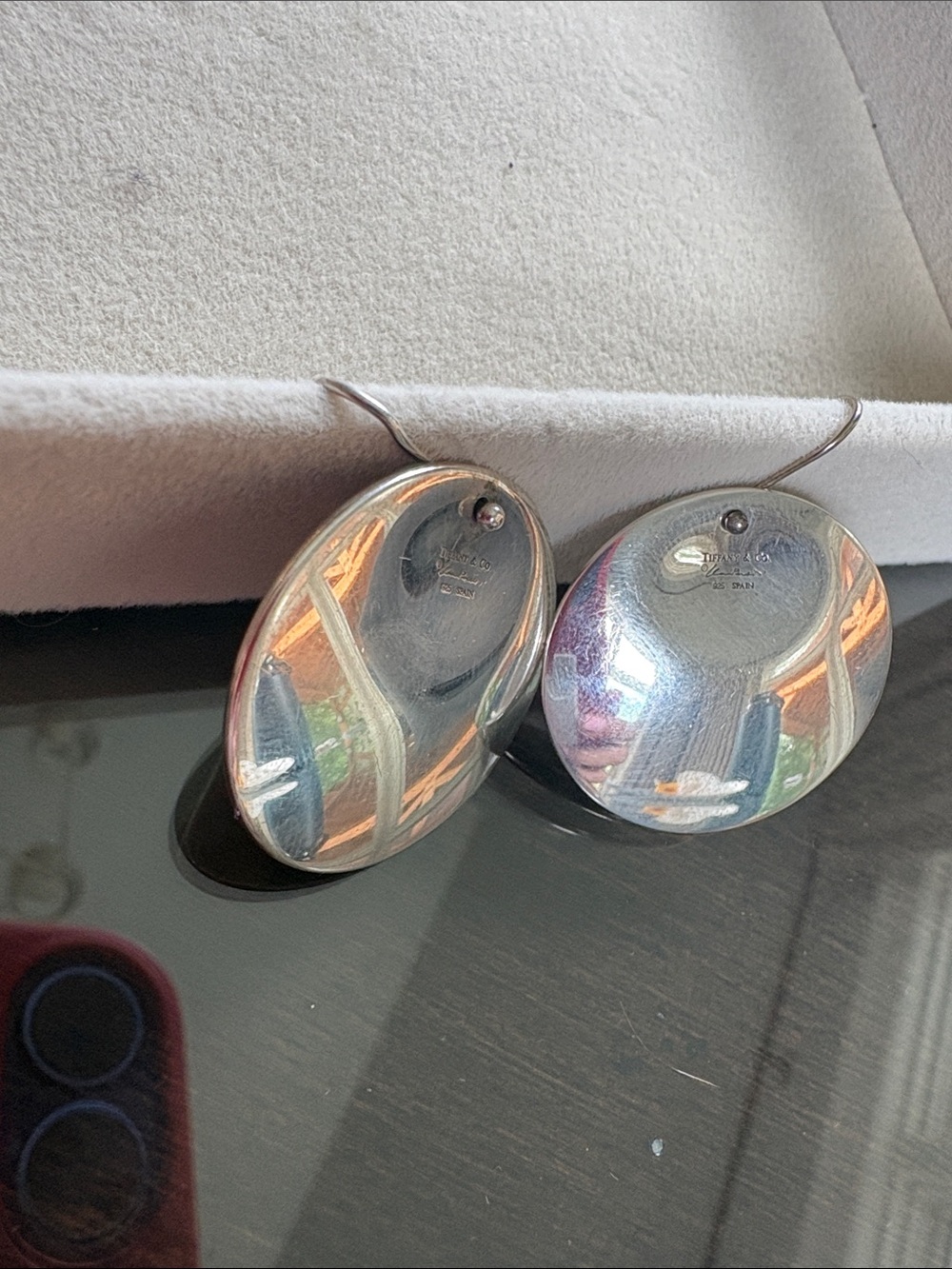 Tiffany & Co. Polished Silver Oval Drop Earrings